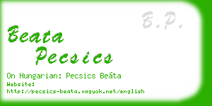 beata pecsics business card