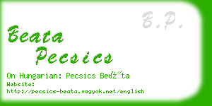 beata pecsics business card